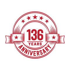 Obraz premium 136 years logo design template. 136th anniversary vector and illustration.