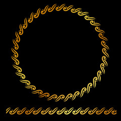 Vector Golden Circle Floral Frame, at black background