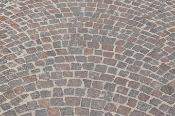 A typical Italian pavement: Sampietrini (or Sanpietrini). Black and white.