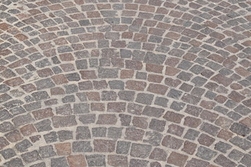 A typical Italian pavement: Sampietrini (or Sanpietrini). Black and white.