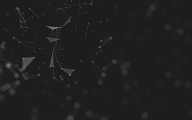 Abstract background. Molecules technology with polygonal shapes, connecting dots and lines. Connection structure. Big data visualization.