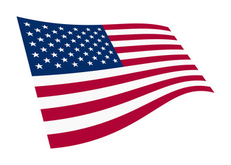 United States of America waving flag graphic isolated on white with clipping path