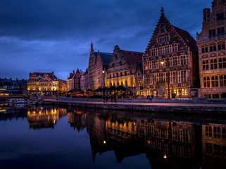 Fototapeta na wymiar Riverside views in Ghent Belgium