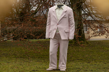 sculpture classic suit cloth funny decor object in yard