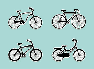 Black bikes set over blue background vector design