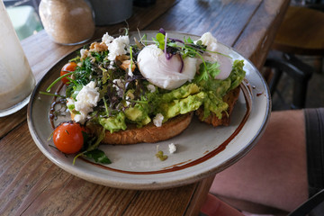 Smashed Avocado and Poached eggs on toast