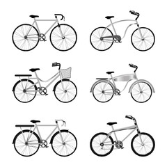 Isolated grey bikes set vector design