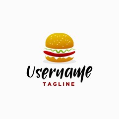 simple burger logo design inspiration . hamburger logo design template . burger icon template . negative space 3d logo
