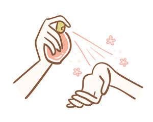 Illustration of spraying perfume on wrist