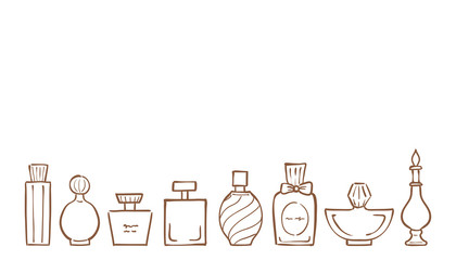 Illustration of perfume bottles of various shapes