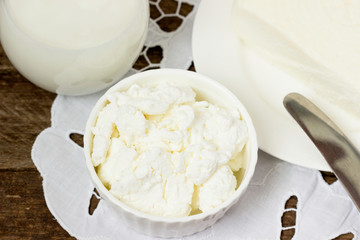 Organic  Cottage cheese, sour cream, milk  from fresh dairy products.