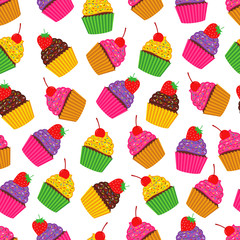 Cupcake Seamless Pattern Background Vector Design