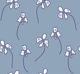70s hand drawn botanical seamless surface pattern design. Vintage inspired and artistic