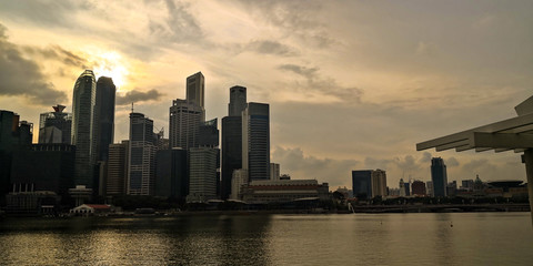 Fototapeta na wymiar Citiscape in Singapore with sunset.