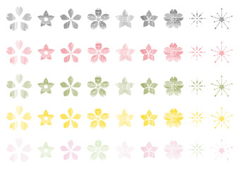 桜 手描き風 カラーバリエーション セット