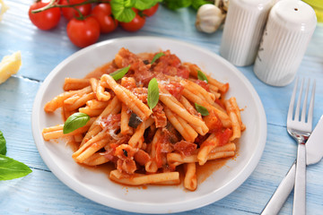Italian style pasta with tomato sauce