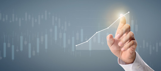 Businessman plan graph growth and increase of chart positive indicators