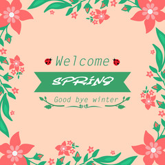 Elegant Pattern of leaf and flower frame, for welcome spring invitation card design. Vector