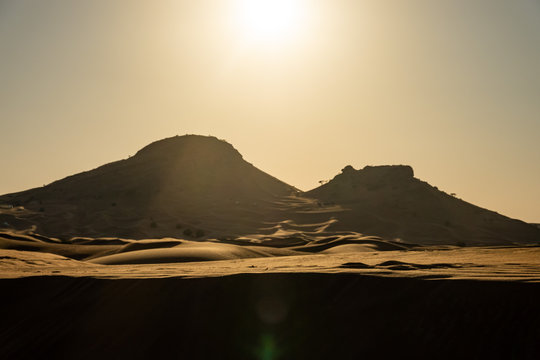 Scenic landscapes in Dubai desert on sunny day