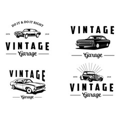 Flat Vintage classic car logo set vector
