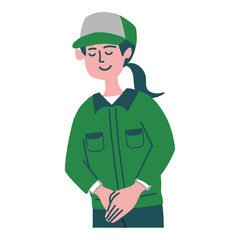 宅配員　女性　おじぎ