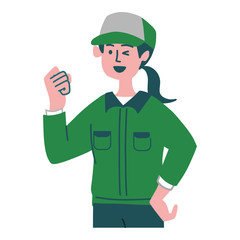 宅配員　女性　ガッツポーズ