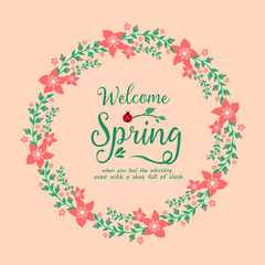 Wallpaper design for welcome spring greeting card, with floral elegant style frame. Vector