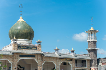 The beautiful architecture of Darunaman Mosque, the biggest mosques located in the centre of Chiang Rai downtown in Chiang Rai province of Thailand.