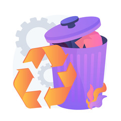 Bin for recyclable waste. Urban trashbin, garbage sorting, junk utilization. Cartoon isolated can with rubbish. Metal dustbin with lid. Vector isolated concept metaphor illustration.