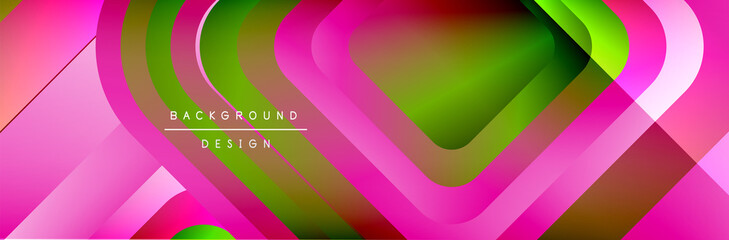Round squares shapes composition geometric abstract background. Vector Illustration