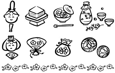 ひな祭り　アイコン　1色