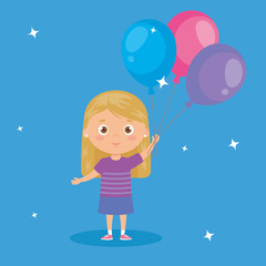 cute little girl with balloons helium
