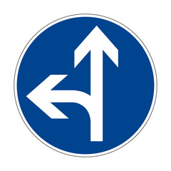 Move right or left. Right-hand traffic is prohibited. Road sign of Germany. Europe. Vector graphics.