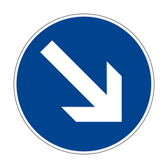 Move right or right. Movement to the left is prohibited. Road sign of Germany. Europe. Vector graphics.