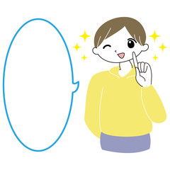 喜ぶ　輝く　男性　おしゃれなフレーム付き