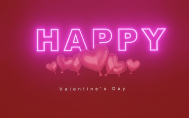 Valentines day  background with balloons heart pattern.3d rendering
