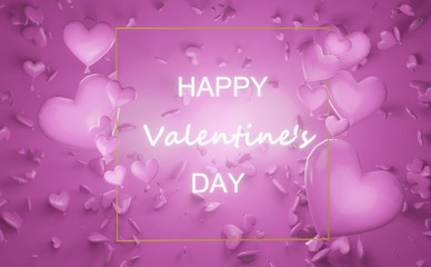 Valentines day  background with balloons heart pattern.3d rendering