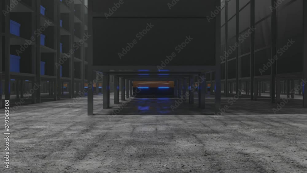 Aufkleber shelves in the factory with producing and maintaining logistics systems using automated guided vehic
