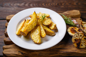baked potato with spices, home cooking concept. Nourishing and tasty meals