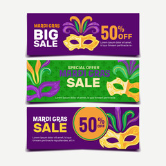Mardi Gras Sale Banner Set © defarmerdesign