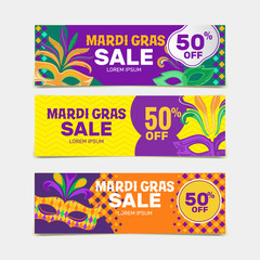 Mardi Gras Sale Banner Set © defarmerdesign