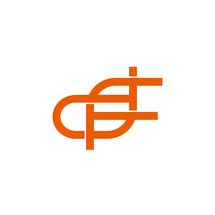 letter df linked flat geometric clear line design symbol logo vector