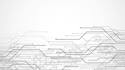 Abstract background with technology circuit board texture. Electronic motherboard illustration. Communication and engineering concept. Vector illustration