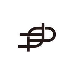 letter tp linked flat geometric clear line design symbol logo vector