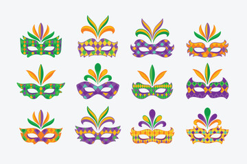 Set of Mardi Gras masks