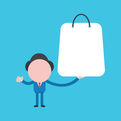 Vector illustration concept of faceless businessman character holding shopping bag