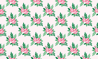 Seamless floral pattern background for valentine, with leaf and floral simple drawing.