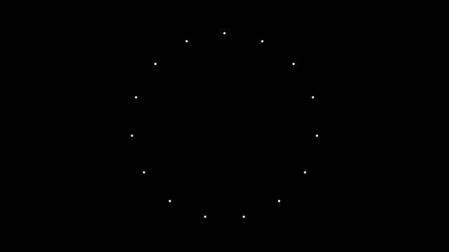White fireworks on black background. Flat motion design for happy celebration.  Contains alpha channel.