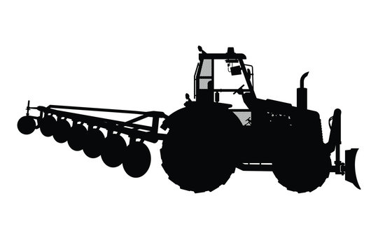 recommend clip art: Tractor with equipment silhouette vector