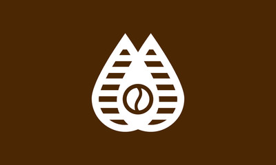 Modern abstract line art Water coffee logo. This logo icon incorporate with two water drop and bean icon in the creative way.
